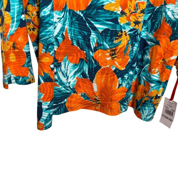Ruby Rd Blouse Women's 1X Round Neck Floral Colorful Artsy Top Shirt NWT - Picture 3 of 10